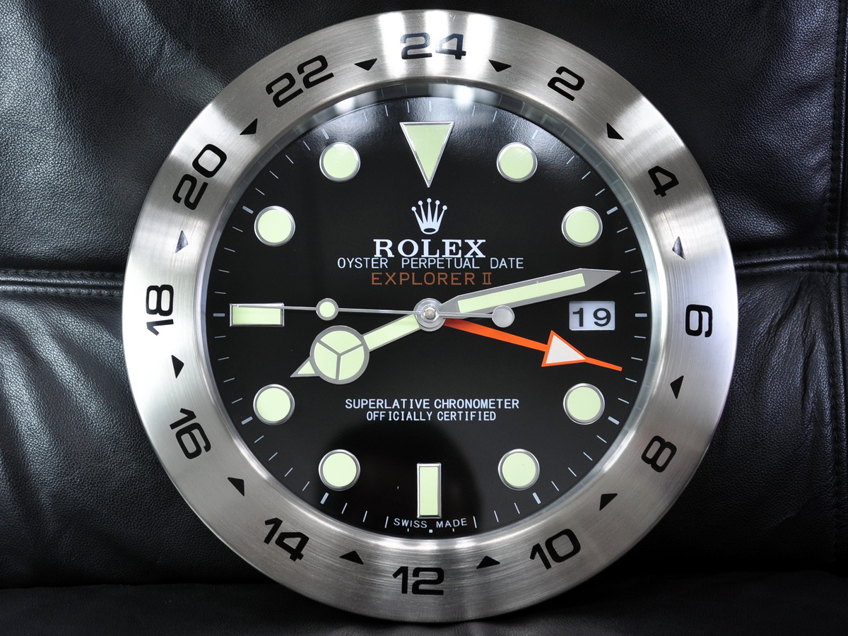 Rolex勞力士Explorer Ⅱ系列壁掛時鐘不銹鋼磨砂外殼搭配機械走秒石英機芯