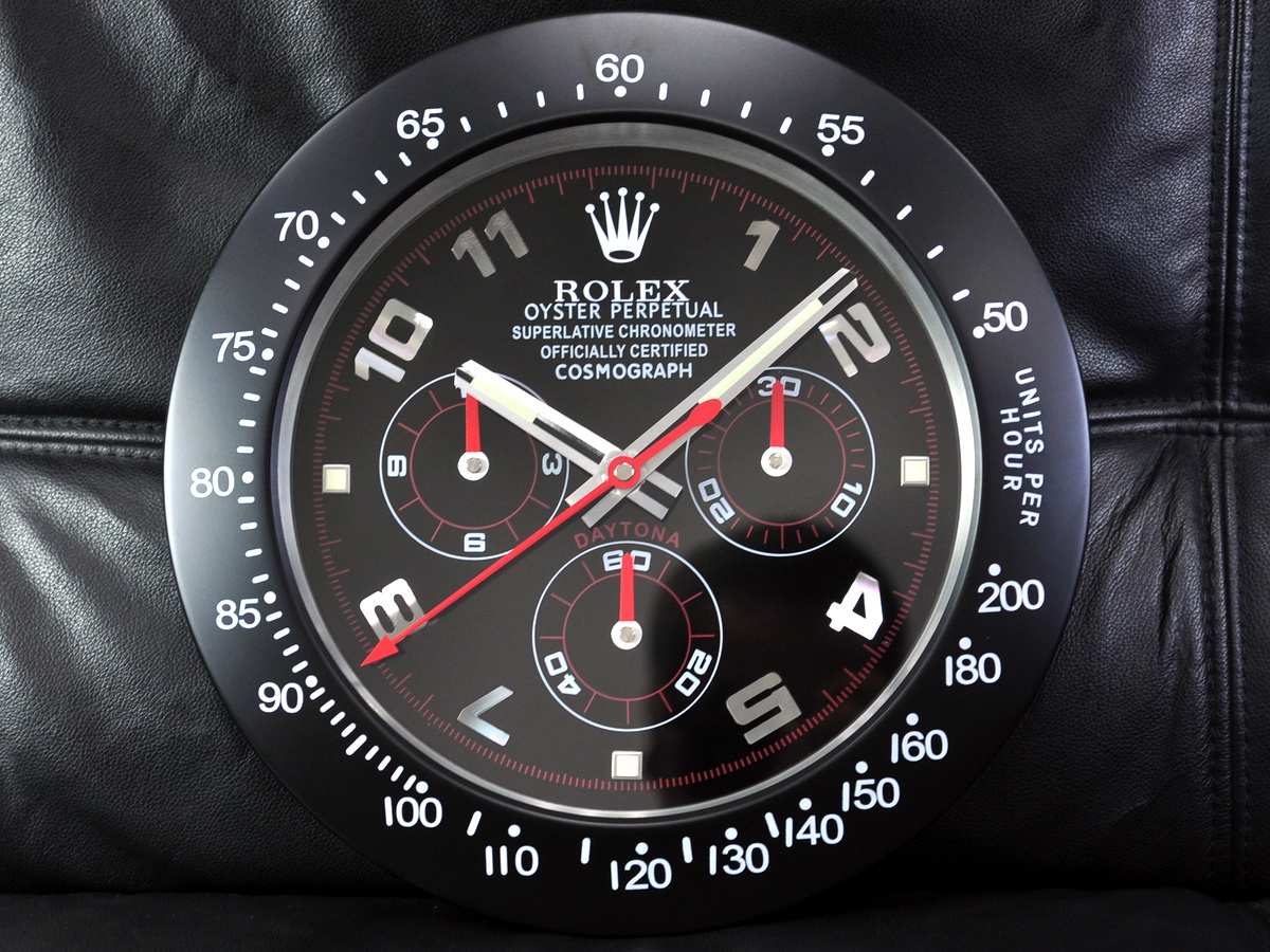 Rolex勞力士Daytona系列壁掛時鐘黑色PVD外殼搭配機械走秒石英機芯