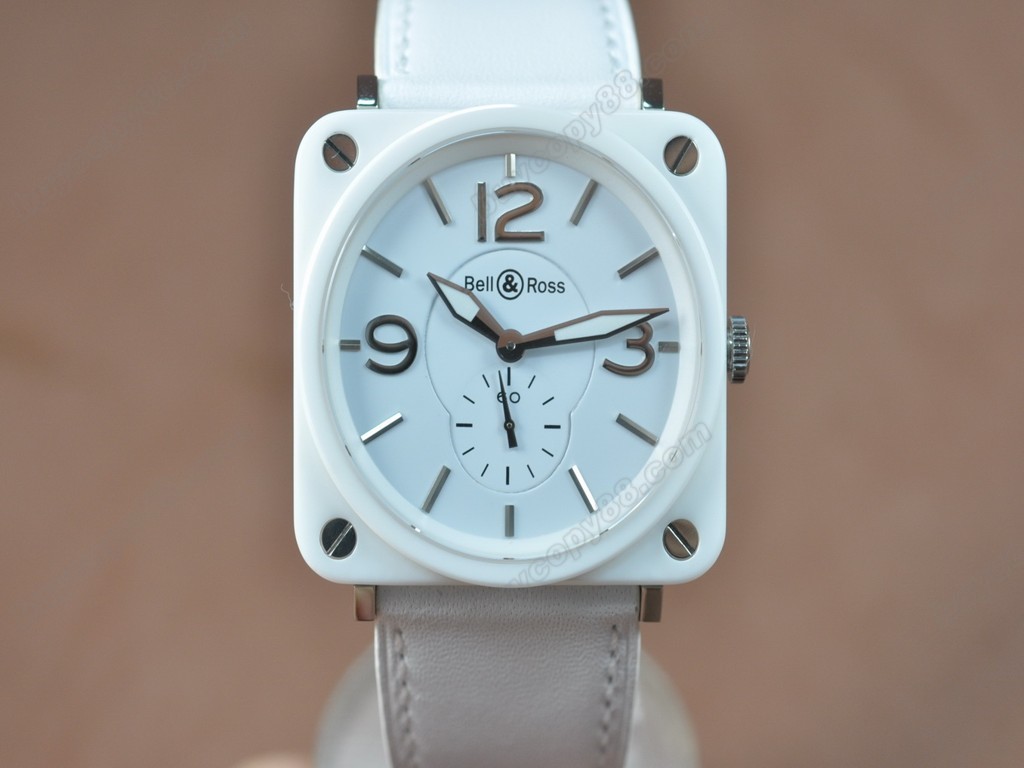 Bell & Ross【男性用】 BRS-98 White Ceramic Leather White Swiss 石英機芯搭載
