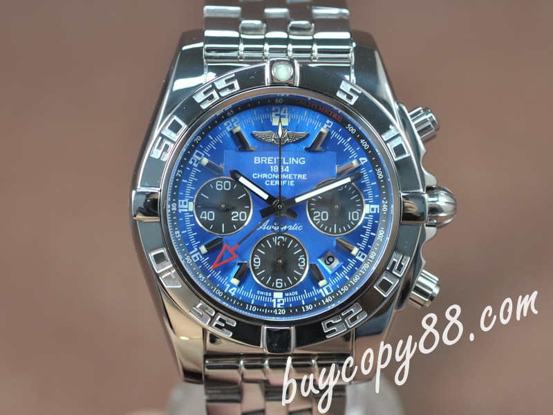 百年靈Breitling Chronomat B01 GMT SS/SS Blue Dial A-7750自動機芯搭載