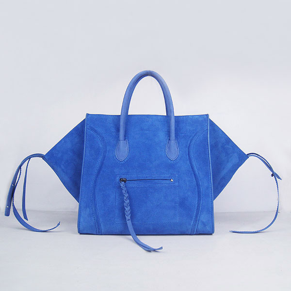 CELINE-6028F-blue藍色-專櫃新款Luggage 小牛皮手提微笑手提包
