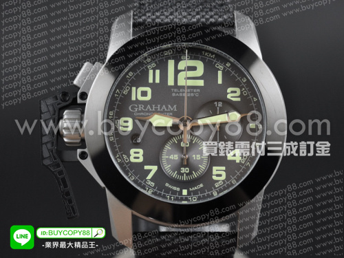 格林漢姆【男性用】新款黑色撒哈拉超大Chronofighter系列腕錶日本石英計時機芯