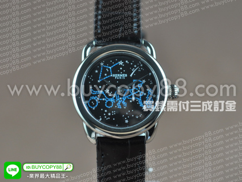 愛馬仕【女性用】Arceau系列28mm 不銹鋼錶殼黑色星座面盤瑞士石英機芯