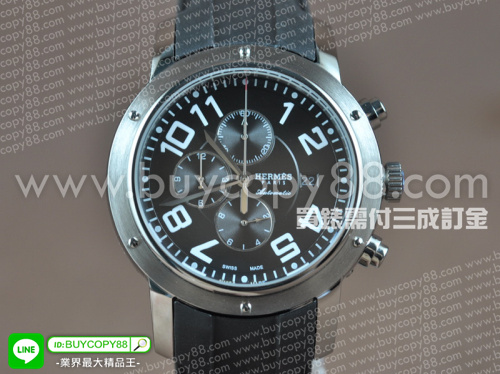 愛馬仕【男性用】Clipper系列不銹鋼錶殼黑色面盤OS10石英計時機芯