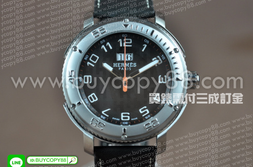 愛馬仕【男性用】Clipper運動系列不銹鋼錶殼黑色面盤17J自動機械機芯