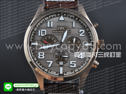 萬國錶【男性用】飛行員腕錶系列噴火戰機計時腕錶玫瑰金錶殼VK83A石英計時機芯