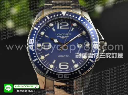 浪琴【男性用】Conquest康卡斯潛水系列不銹鋼拋光錶殼不銹鋼錶帶日本石英計時機芯