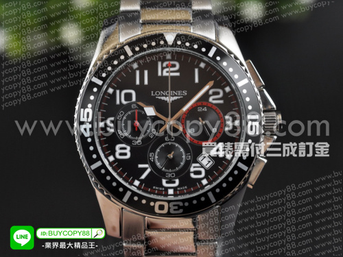 浪琴【男性用】Conquest康卡斯潛水系列不銹鋼拋光錶殼不銹鋼錶帶VK63石英計時機芯