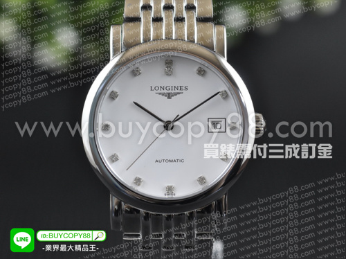 浪琴【男性用】Elegant博雅系列不銹鋼拋光錶殼+精鋼錶帶A-Mingzhu自動機械機芯
