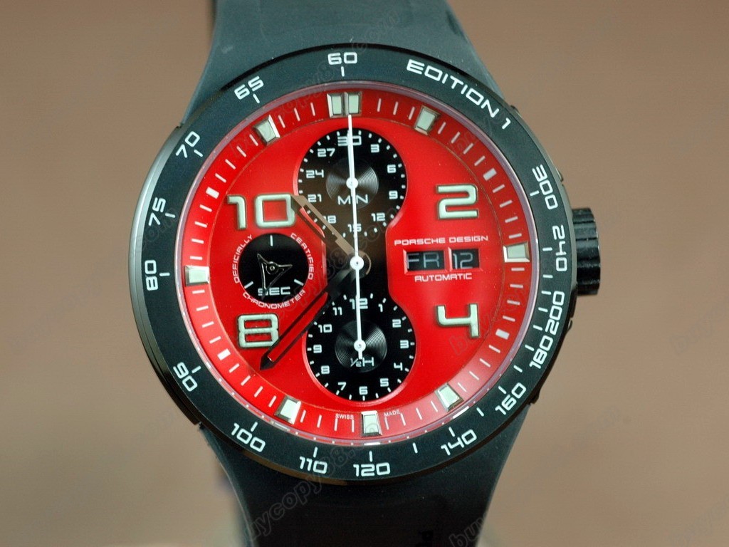 保時捷【男性用】 Porsche Design Watches Flat 6 Limited Chrono SS/RU Red Asia 7750 自動機芯搭載