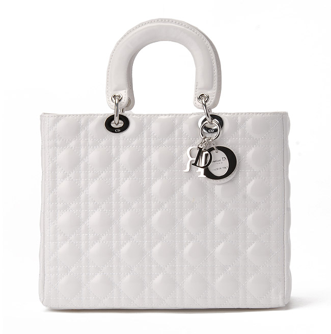 DIOR-Lady Dior-6323-wh-si-q 經典菱格紋漆皮手提包