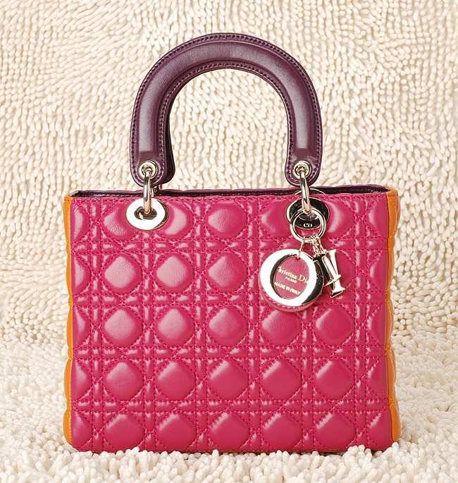 DIOR-Lady Dior-6325-ro-or-si 經典菱格紋羊皮手提包